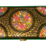 Traditional Kashmiri paper mâché clutch bag with hand-painted floral and Chinar leaf design