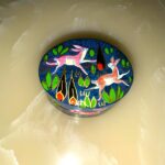 Hand-painted Kashmiri paper mâché decorative box with deer and forest motif