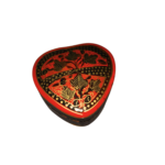 Hand-painted heart-shaped paper mâché ring box with traditional Kashmiri floral artwork