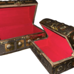 Handcrafted wooden Sandook storage boxes with brass inlay handmade by Indian artisans