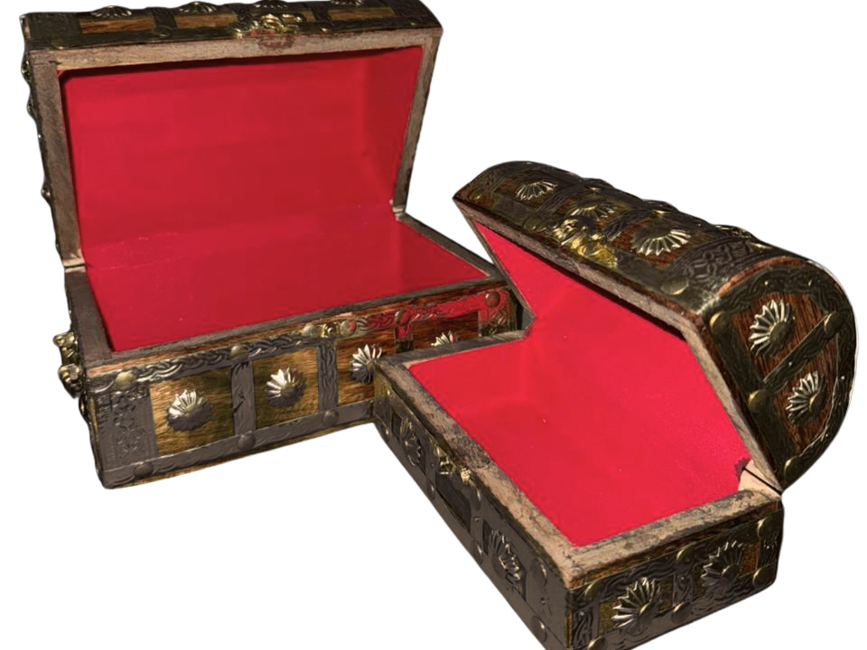Wooden Sandook Boxes (1) Handcrafted wooden Sandook storage boxes with brass inlay handmade by Indian artisans