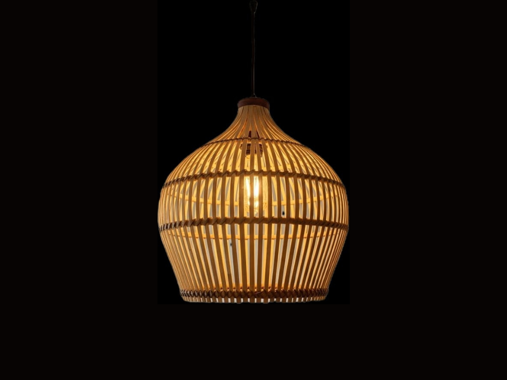 Bring warm, natural charm to any room with this woven rattan pendant light. Its airy pattern casts a soft glow, creating a cozy feel for dining areas, bedrooms, and relaxed living spaces. (11)